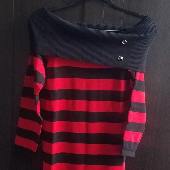 NWT off-the-shoulder stripes sweater dress, size S. - Picture 3 of 8